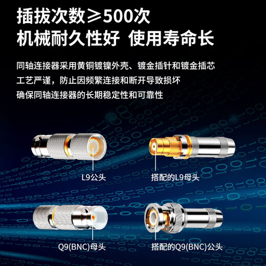 博扬BNC母转L9公头2M两兆头E1接线头西门子接线端子DDF射频线插头同轴电缆连接器10个装BY-Q9F-L9M