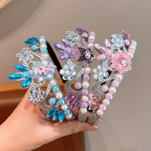 ENRMIIV Crown Children's Headband Frozen Headband Elsa Princess Crown Hairpin Girls Kurome Melody Hairband 1# Blue Princess Elsa Crystal Crown Hairband