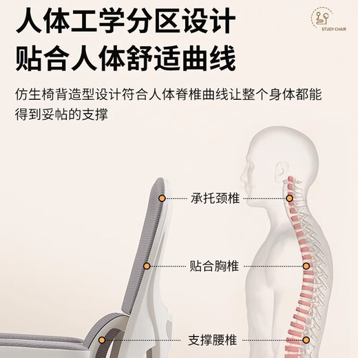 煜伦儿童学习椅6-18岁学生椅追背座椅写字椅子可升降书桌椅靠背椅 688白框灰网+头枕