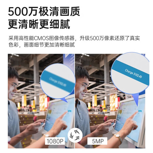 多眼鲸500万超清AI摄像头家用高清监控器360度无死角带夜视全景语音手机远程旋转可对话室内外家庭云台