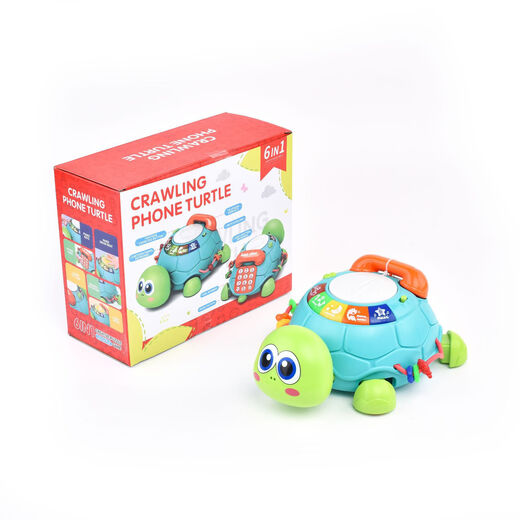 Simulación de música multifuncional para niños Teléfono Baby Rawling Toy Learning to Graw Turtle Tarde Education Machine de aprendizaje HLX218A-1 [Versión de control remoto] Tortuga de proyección de rastreo [Color inglés