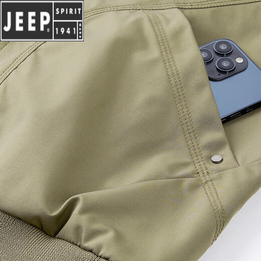 JEEP SPIRITJEEP春秋款男夹克美式休闲工装军旅式外套飞行棒球领中年男装户外 军绿色(加棉款) JEEP9226A M
