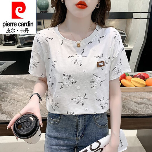 皮尔卡丹（pierre cardin）纯棉短袖T恤女夏季24新款内搭白色打底衫韩版宽松百搭垂感上衣 1397白色+1396白色 S (80-95)