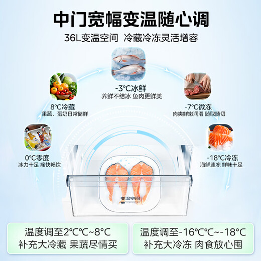 Midea 271 liter three-door refrigerator white three-door household small refrigerator first-class energy efficiency air-cooled rental small refrigerator MR-283WTPZE trade-in national subsidy