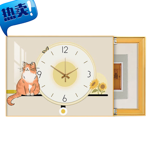 CLCEY small fresh electric meter box decoration painting simple modern distribution box painting with clocks and clocks new style switch box weak current box cover K12101 45*35cm (blocking 35*25) black frame with cover