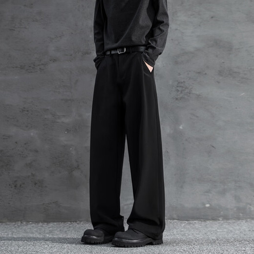 
SWAMP AREA three-book pendant trousers men's spring and summer thin straight-leg pants high-end casual suit pants KS22 black L