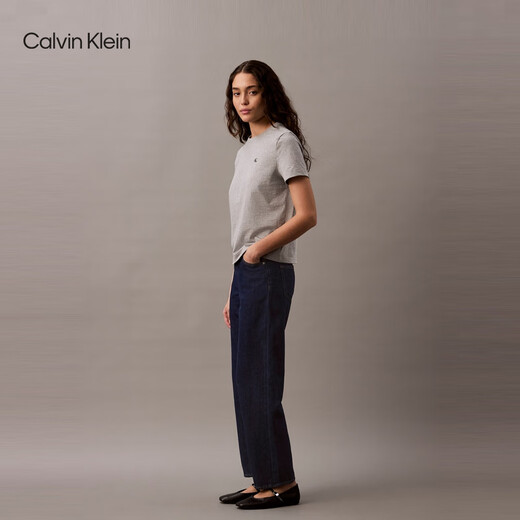 Calvin KleinJeans【复刻90系列】25春夏新款女士ck亚麻直筒牛仔裤47AB718 RBW-牛仔深蓝 28