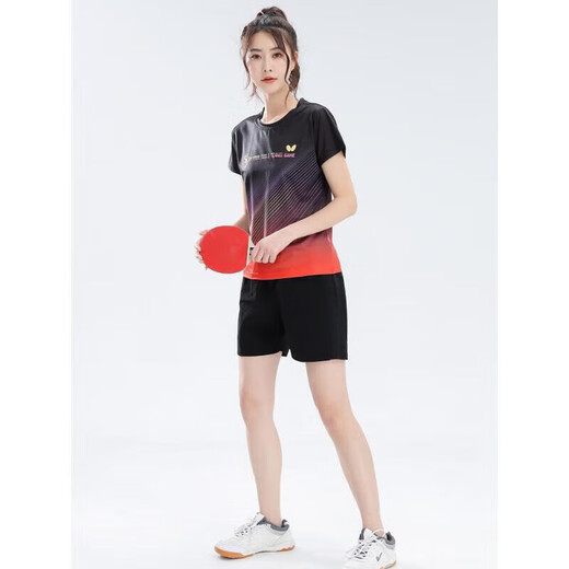 蝴蝶球衣新款乒乓球服运动套装男女款短袖圆领夏季速干透气网眼乒乓球服 838款#(宝蓝套装) XL 男/体重135-150斤