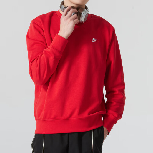 Nike (Nike) Herren-Sweatshirt 2025 Herbst New Sportswear Running Training Casual Wear Round Neck Strick Baumwollpullover FN3889-657/Chinese Red 2xl (185/100a)