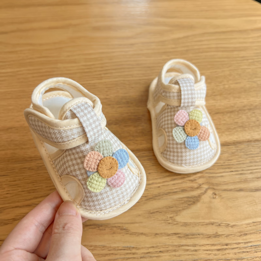 
Remtin summer 0-1 year old baby toddler sandals baby soft sole front shoes small-month-old cloth shoes bag toe infant shoes sunflower 11 inner length 12.0cm recommended 6-12 months