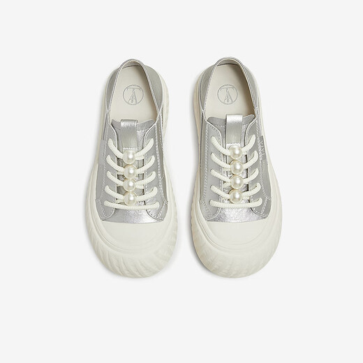 Tata Thin White Shoes для женщин 2025 Весна Новые дышащие ботинки для женщин повседневная обувь CT701BM5 Серебро 37