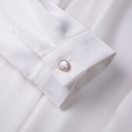 Troman commuter temperament shirt women's long-sleeved ribbon spring fashion casual design niche shirt white