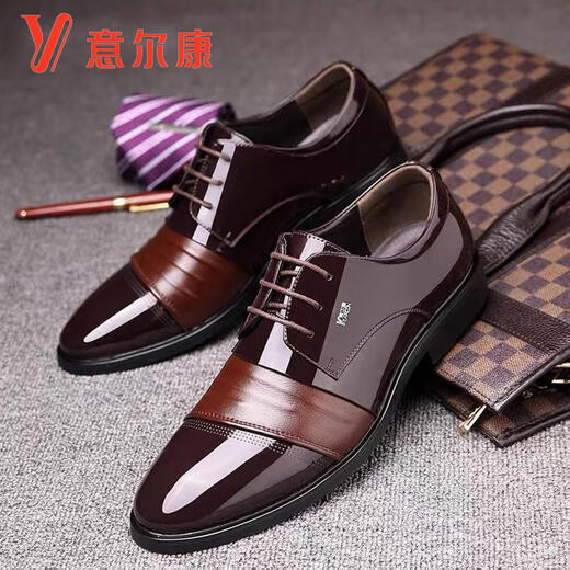 YRC Yierkang Lederschuhe für Herren Winter Neugeschäft Formale Trage Echtes Leder Innerer Höhe Erhöhen Sie vielseitige Freizeit- und Samt warme Hochzeitsschuhe 9928 Schwarze innere Höhe erhöhen 43 43