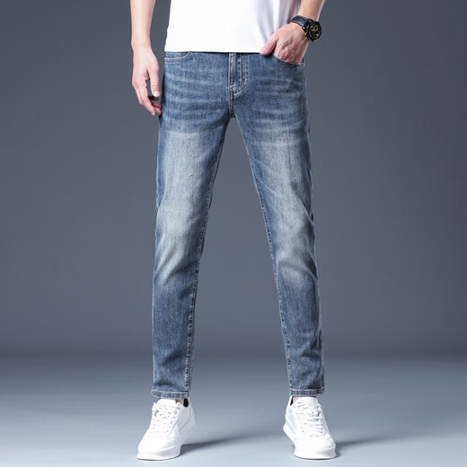 Gozan Luxus High-End Jeans-Print-Spring und Sommer neuer Stil Slim Feet Casual Vielseitige Hose Herrenmarke Tianhu Blue 6630 28 (2 Fuß 1)