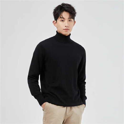 佐丹奴毛衣男装精梳纯棉高领长袖套头针织衫18052621 02白色 L