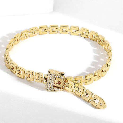 Siyi French Michelle diamond belt buckle chain bracelet adjustable buckle bracelet gold gold suitable for 16.5 inner hand circumference