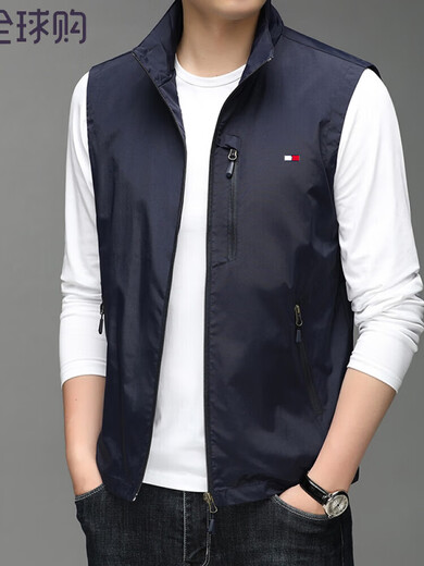 Tommy Hee Kelly Tommy Herren Frühling und Herbst Dünne Stand-Link-Weste Jacke im Freien vielseitig gelegentlich ärmellose Weste Trend 686 Khaki M [Vorgeschlagenes Gewicht 100-115 Jin [Jin gleich 0,5 kg]]]