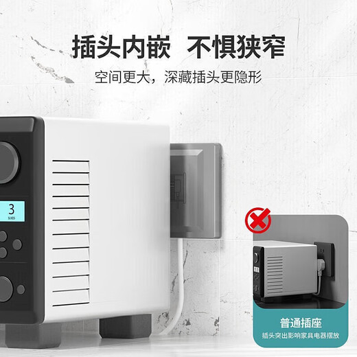 公正牛内凹型内嵌式防水86型隐形插座嵌入式面板冰箱专用隐藏式插 公牛第三代防溅款灰色五孔10a
