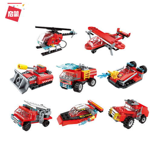 Enlightenment Fire Protection Series Building Block Car Small Particle Assembly Children's Toy Car 6-12 Years Old Boy Gift 1805 12027/Fire Rescue Helicopter