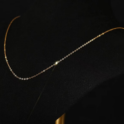 OIDSG18K gold necklace women's O-shaped chain clavicle chain plain chain AU750 gold rose gold color gold K gold-Huang Laofengxiang's same style 1.4mm Lao Fengxiang's same style