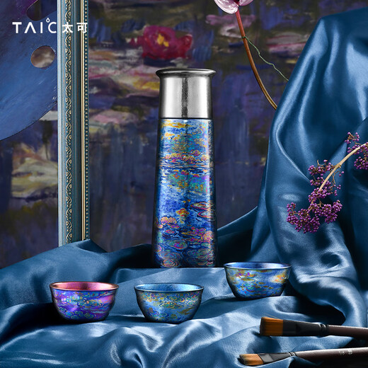 TAIC water lily pure titanium thermos cup for birthday and New Year gifts customized products Titanium Art Impression Water Lily Cup