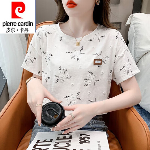 皮尔卡丹（pierre cardin）纯棉短袖T恤女夏季24新款内搭白色打底衫韩版宽松百搭垂感上衣 1397白色+1396白色 S (80-95)
