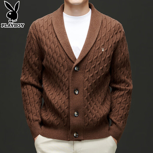 Playboy Cardigan Herren Winterjacke Männer vielseitiger dicker Nadelwolle Pullover vielseitiger gestrickter Pullover verdickter Männer Außenbekleidung Iron grau 4xl 190