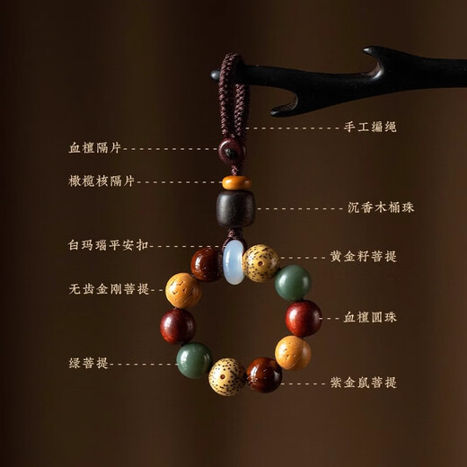Beiyipin teléfono móvil Lanyard Duobao Bodhi Estilo antiguo Cadena de telefonía móvil Pendiente Cordillero Año de dedo corto Hebilla Anti-Mohina Móvil Decoración colgante de la cadena de telefonía de teléfono móvil Cadera de telefonía de teléfono móvil para la perfección de la suerte
