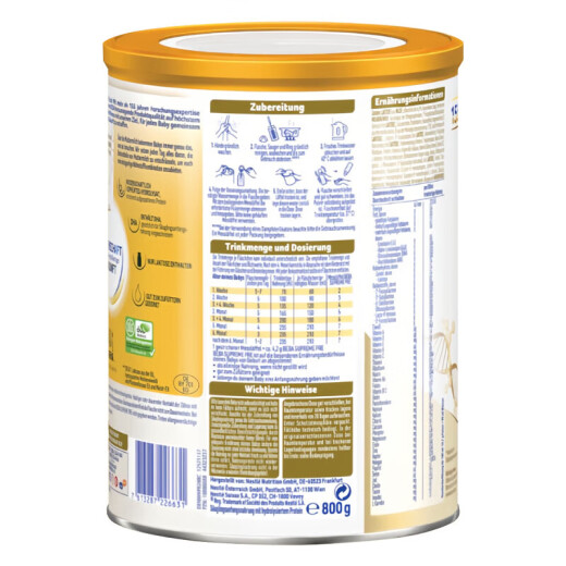 Nestlé (Nestlé) Alemania Baba Polvo de leche infantil suprema 3 Etapa 12 meses o más 830 g