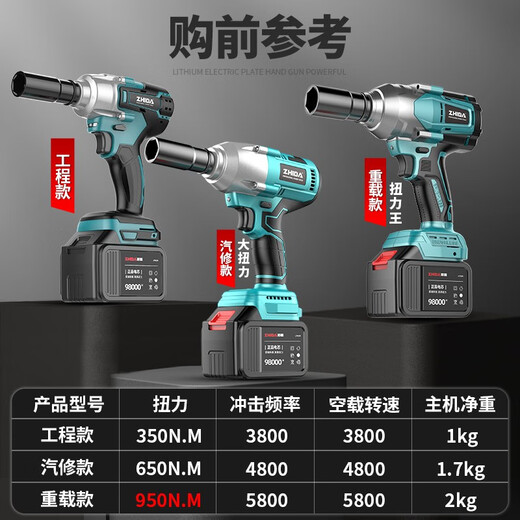 质霸无刷电动扳手大扭力冲击锂电板手风炮强力重型汽修专用定制 5- 工业重型款9880N-(15780