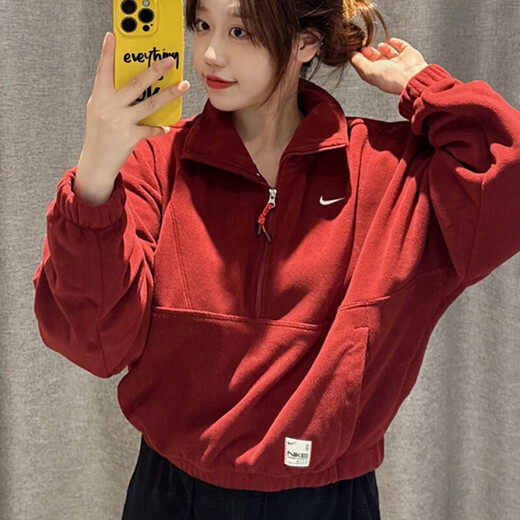 耐克（Nike）外套女装2025春季CNY蛇年新年款运动服休闲针织半拉链卫衣套头衫 HV8465-677红色新年款 XL