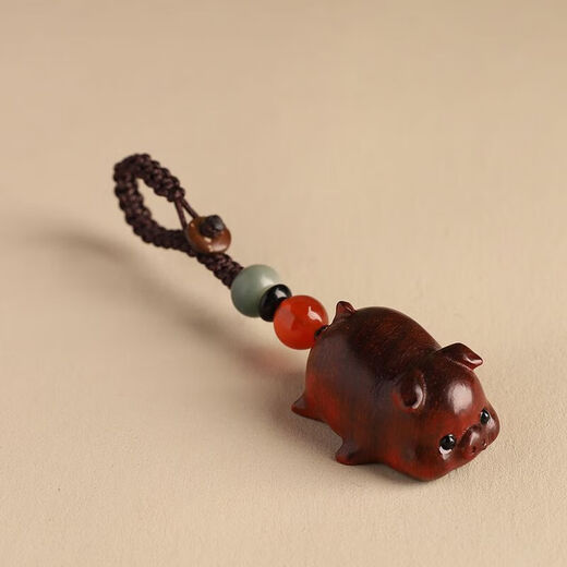 [Flagship store same origin] Ebony wood lucky pig key chain hanging decoration mobile phone chain car pendant peace cultural relics gift red sandalwood pig pendant