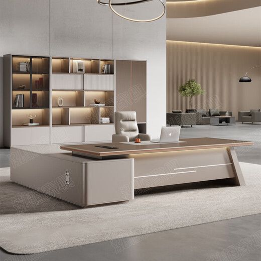 Hongheng boss desk and chair combination simple modern high-end executive desk manager office president chairman desk 2.2 meters luxury president table + boss chair + 2.4 meters cabinet