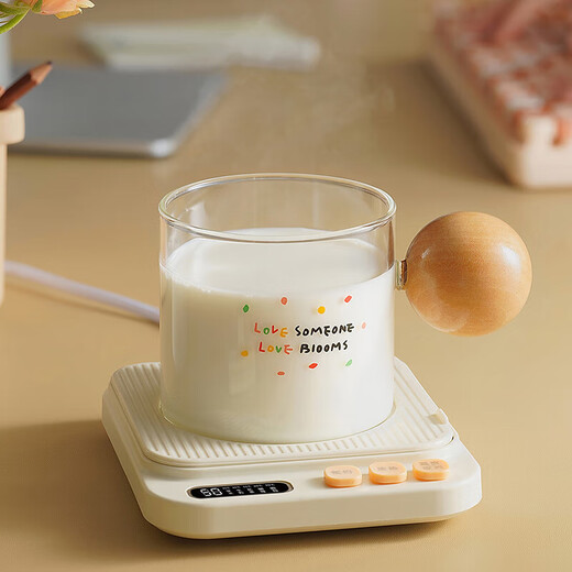Bear Thermos Coaster Electric Coaster Heated Coaster Constant Temperature Ceramic Cup Constant Temperature Heater Warm Milk Warmer Office Tea Seat Milk Warmer Gift Box-Single Coaster 0.3L DRBP-P40F8