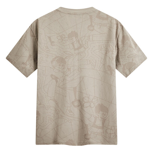 Mark Huafei [7A Antibakteriell + 2a Anti-Mititen] Rundes T-Shirt mit kurzer Ärmel für Männer 25 Frühlings- und Sommer-Coton-Fashion-Cartoon vollgedrucktes T-Shirt 701 Khaki 2xl