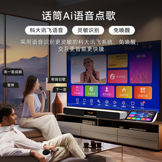Punos/Bolangsha National K-Song Customized Voice Control Score Song Singing Machine Family K-Song Audio Set 3D Cinema TV K-Song-Verstärker All-in-One K-Song Sang Full Set Equipment PS28 (zweite Generation) + V8 + Dezember National K-Song-Mitglied