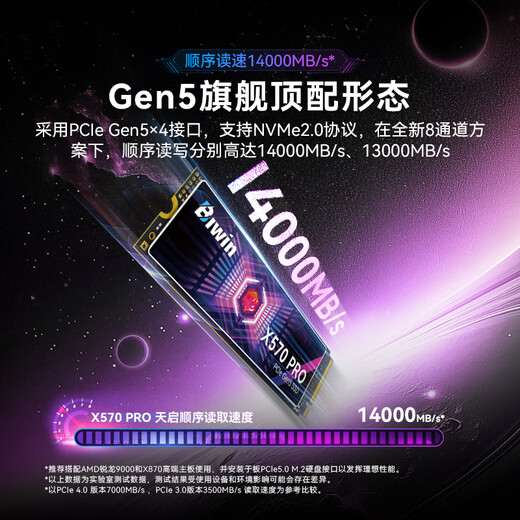 佰维（BIWIN）2TB SSD固态硬盘M.2接口(NVMe协议) X570 PRO精选3D TLC颗粒PCIe5.0读速14000MB/sAI电脑存储配件