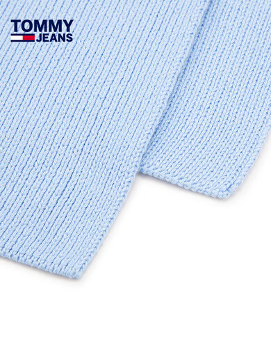 
Tommy Hilfiger [New Year Gift] Women's Pure Cotton Casual Simple Small Embroidery Mark Warm Solid Color Knitted Scarf 16779 Blue