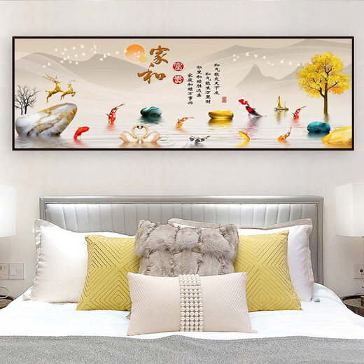 CLCEY沙发背后装饰画 卧室床头画贴画自粘装饰画酒店宾馆民宿客厅沙发 福鹿金山-TH-1392 1号宽90cmx高30cm 打印边框 自