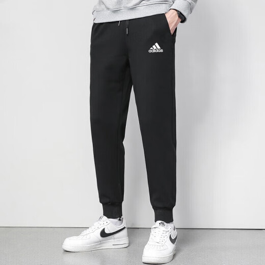 阿迪达斯（adidas）针织男裤 25夏季新款运动裤跑步训练卫裤棉质舒适透气休闲长裤子 GK9226/黑/单层束脚/主推款 S 175/76(建议体重110-130斤)