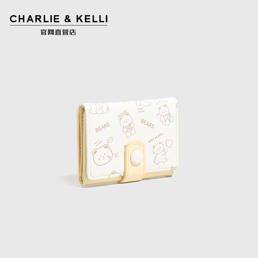 CHARLIE & KELLI官网 CK轻奢包包女包2025新款女士钱包小熊印花零钱包卡包 黄色