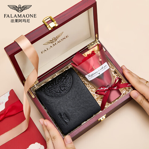 Falai Armani men's wallet men's luxury leather short 2025 new high-end soft cowhide wallet boy's birthday gift QB002/top cowhide [counter gift box] Writing greeting card printing photos Contact customer service