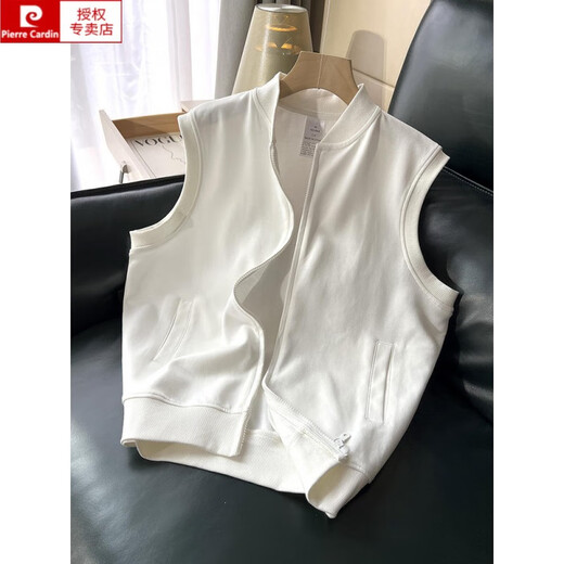 皮尔卡丹（pierre cardin）立领马夹外套女2025春夏季新款纯色休闲运动宽松圆领马甲拉链卫衣 841#白色 XL