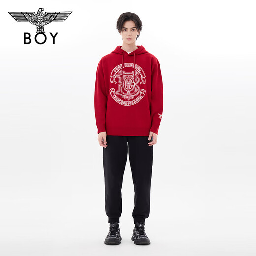 BOY LONDON冬男女同款毛衣圣诞新年红弹力套头针织衫N60018 红色 XS