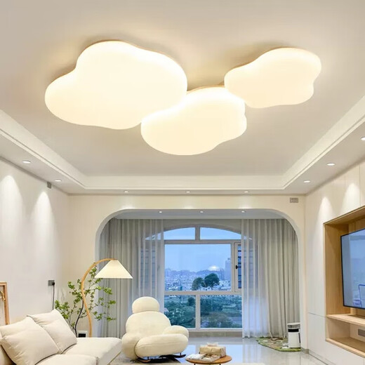 Volles Spektrum Wohnzimmer Deckenleichter Licht für Kinderzimmer -Creme -Stil minimalistische Schlafzimmer Augenschutz Kekse Wolke Ganzes Haus Set Lampe Augenschutz / Finger Display 9737cm / Fernbedienung / Fine