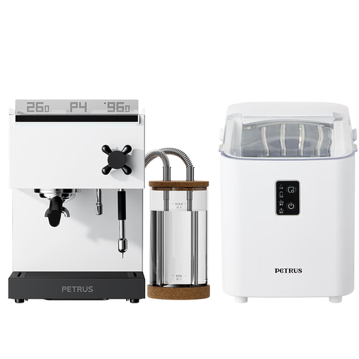 柏翠咖啡机家用意式半自动浓缩商用办公室小型一体机奶泡双锅炉PE3888pro 元旦礼物 太空白-制冰机套装