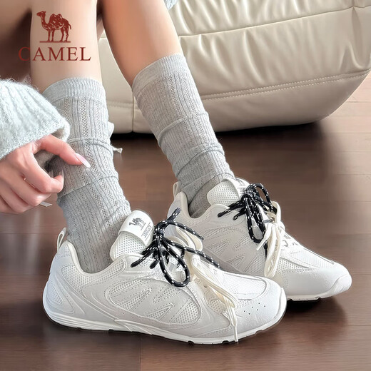 Camel (camello) Zapatos de suela delgada para mujeres en el año zapatos de entrenamiento de deportes informales retro casuales k25b09l7031 marfil blanco 37