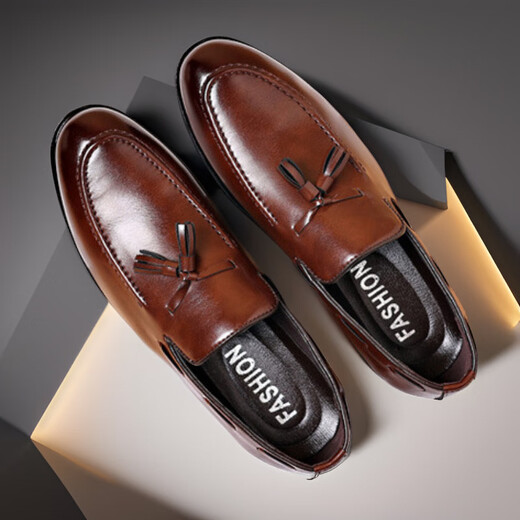 Voiture classique transfrontalière de grande taille British Business Casual Leather Shoes Youth Versatile Coréen Men's Chaussures noir 9923 38