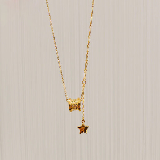 OFK old phoenix 999 gold new style small waist five-pointed star AB chain necklace is versatile, fashionable and light