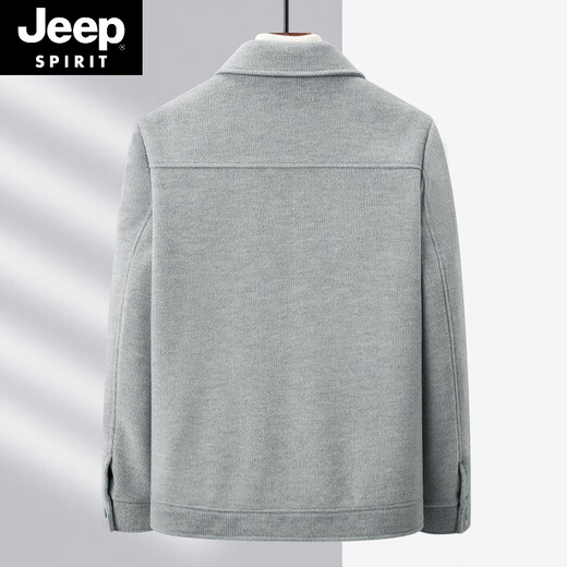 JEEP SPIRIT春季翻领毛呢夹克男外套中年商务男装春秋百搭休闲夹克男上衣 M878款  灰色 M 170